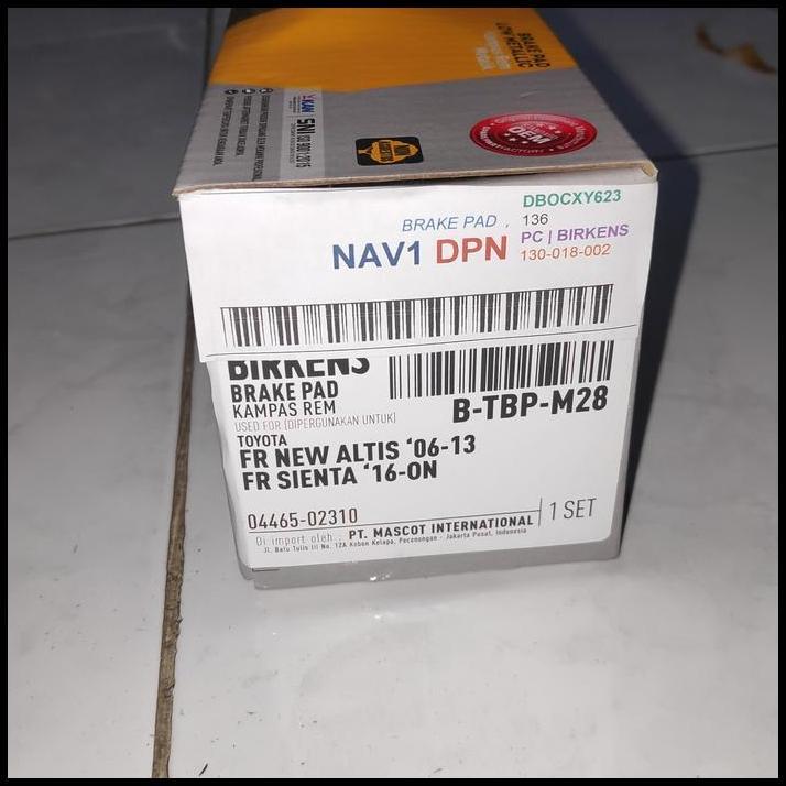 TERBARU BIRKENS BRAKE PAD KAMPAS REM DEPAN TOYOTA ALTIS NEW SIENTA 
