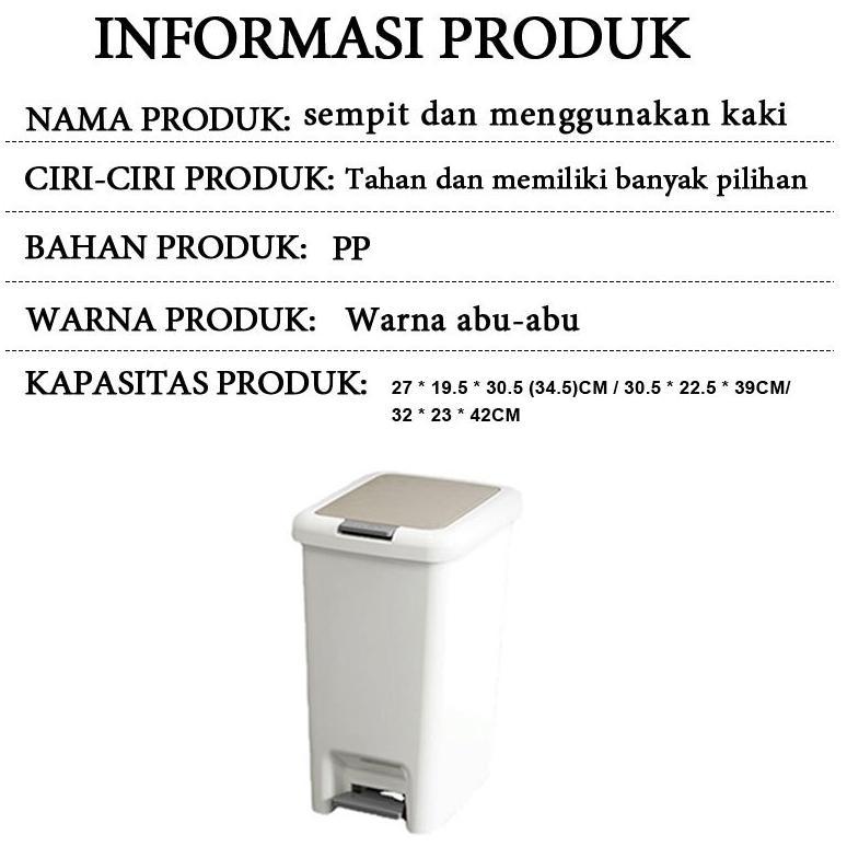 Jy-6 Tempat Sampah Pedal 8L-20L, Tong Sampah Besar Tutup Otomatis Untuk Dapur & Kamar Mandi Jy-6