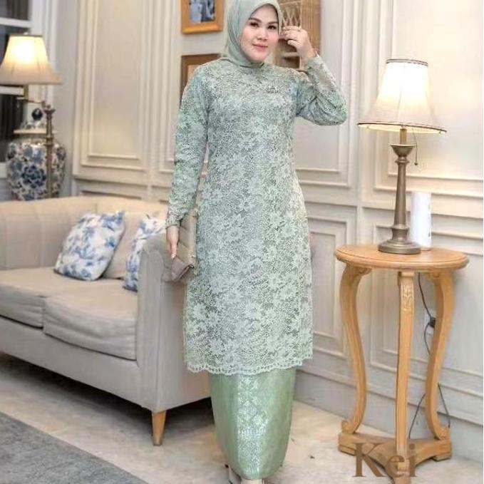 Ready Setelan Tunik Kebaya Brukat Rok songket//Baju kebaya Brukat Jumbo Rok Songket/ Kebaya Pesta/ke
