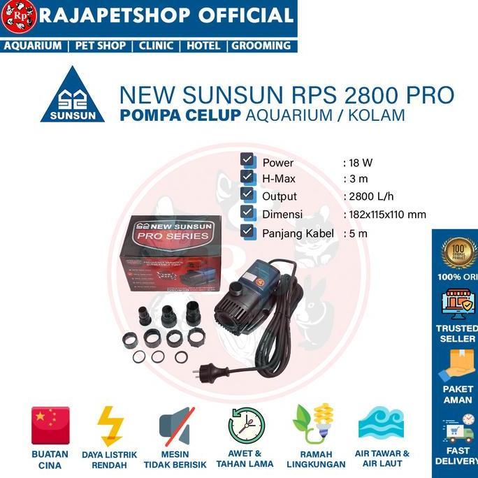 NEW SUNSUN RPS 2800 PRO Pompa Air Celup Kolam Aquarium