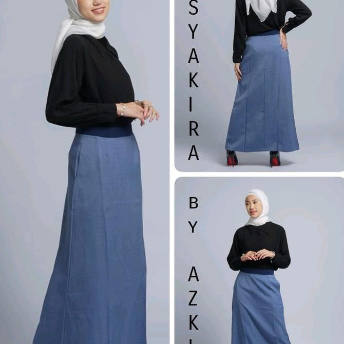 Subordinate- Rok Kerja Kantor Kasual Wanita A Line Panjang Terbaru Modern Kekinian Pinggang Full Kar