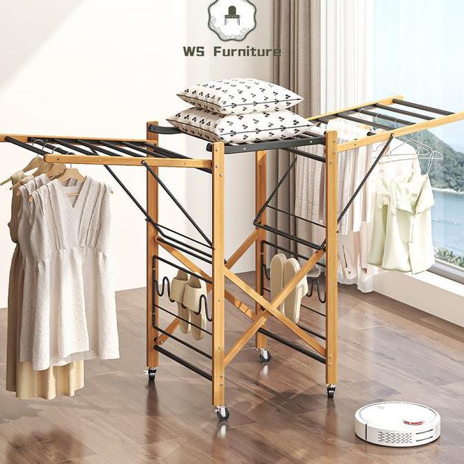 PROMO DISKON - Drying Racks Rak Pengeringan Lipat Bergerak Balkon Gantung Rak Pakaian Balkon Gantung