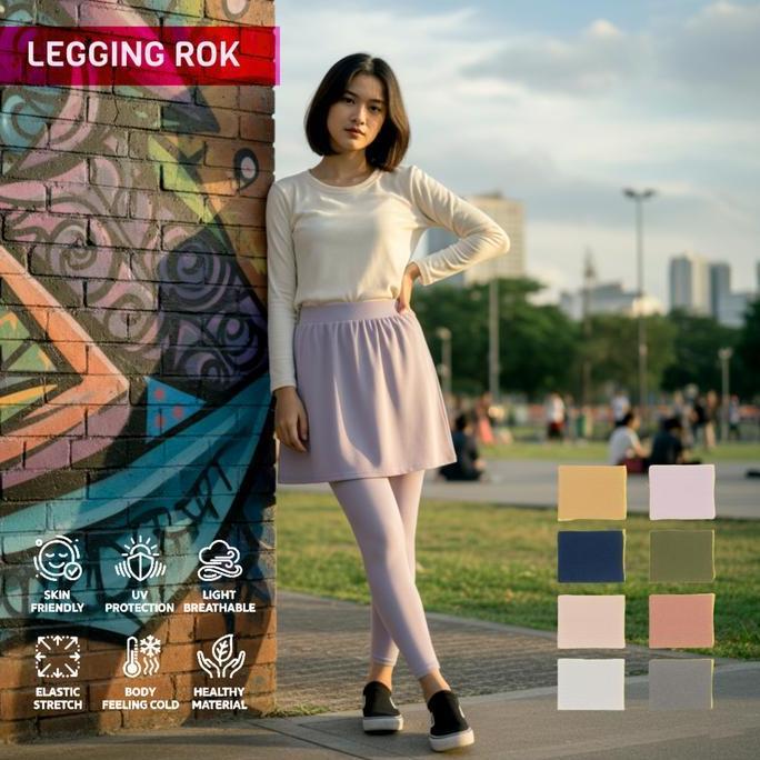 TERMURAH - Legging Rok Spandek/ Legging Senam / Celana Legging Panjang Rok Bahan Spandek