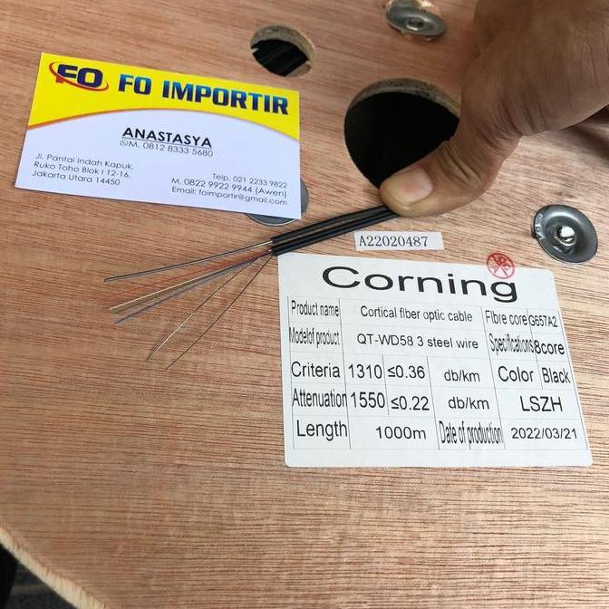 NEW Kabel FO DW 8 Core SM 1000M Fiber Optic/Optik Cable 8Core Drop Wire 8C