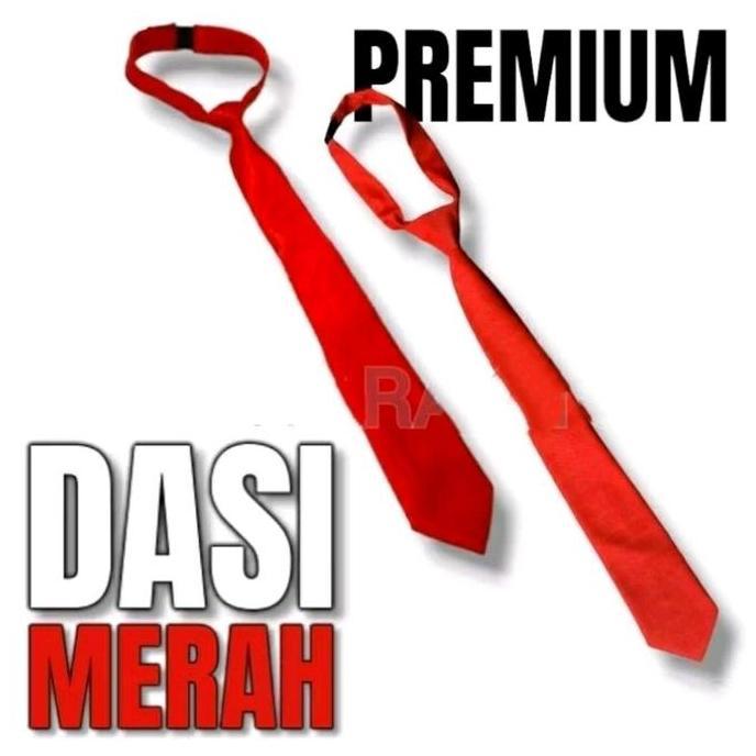 Dasi Instans Slim Merah Polos Dasi Pria Wanita Ospek Kerja Dasi Seragam
