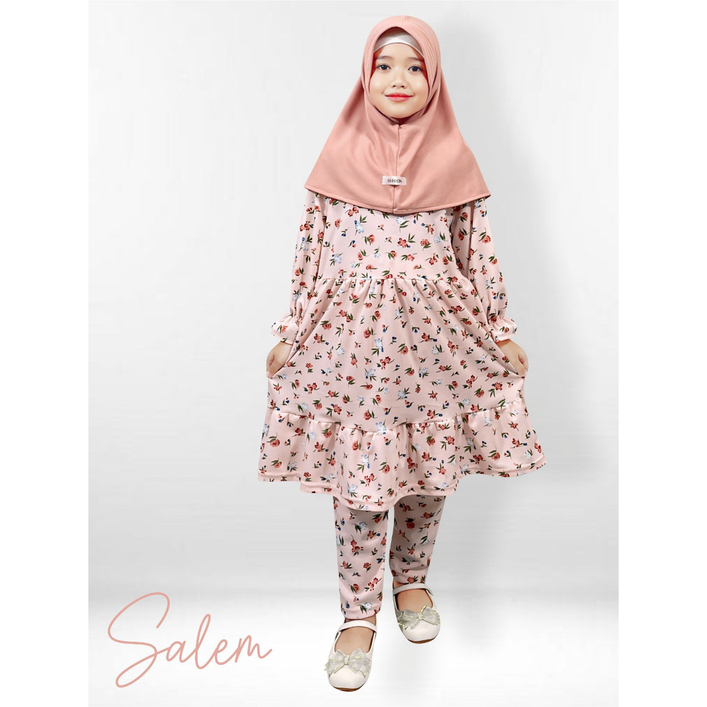 CF Kids Setelan Anak Motif Bunga Azalia Set Hijab - Setelan Khimar Adem