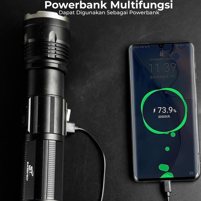 Senter Zoom In Dan Zoom Out 4 Mode Cahaya Multifungsi Bahan Aluminium - Sp36