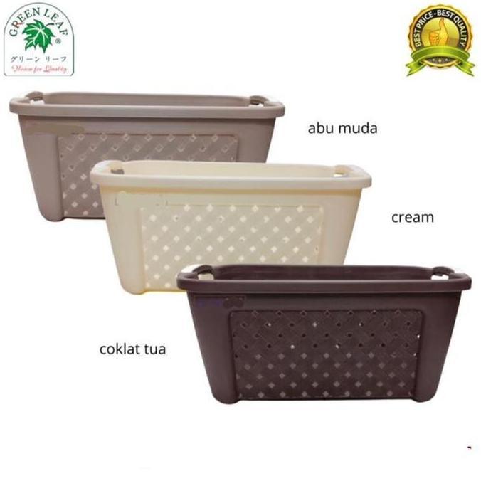 HARGA PABRIK - KERANJANG PAKAIAN BAJU GREEN LEAF 1530 PLASTIK ROSELLE LAUNDRY BASKET