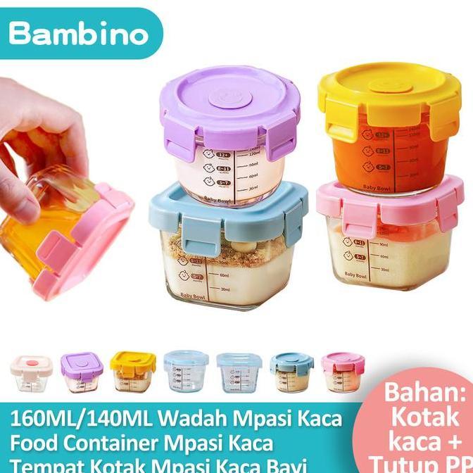 Utrustning- Bambino Food Container Mpasi Kaca Tempat Kotak Mpasi Kaca Wadah Mpasi Kaca Baby Glass Fo