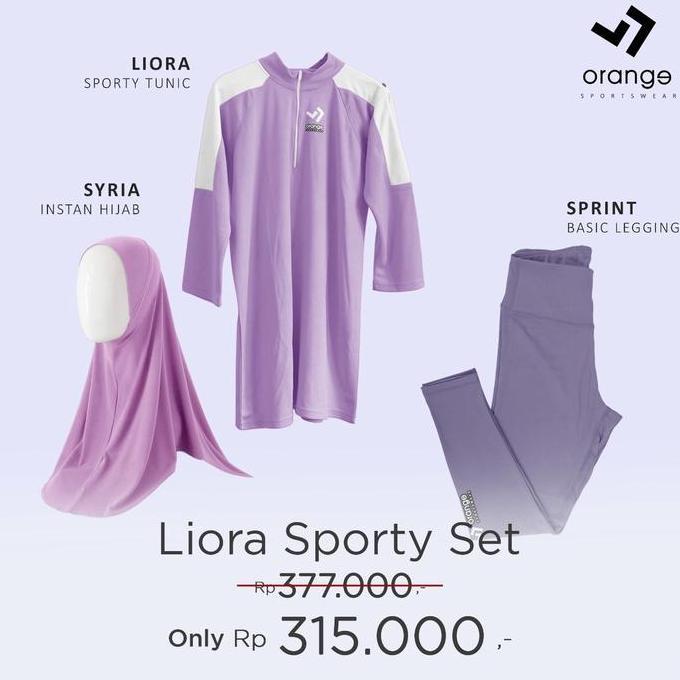 SALE - Setelan Olahraga Liora Sporty Set Baju Kaos Tunik Muslim Wanita Celana Legging Dry Fit Lycra