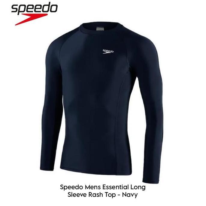 Baju Renang Pria Dewasa Speedo Original - Long Sleeve Rash Top - Navy