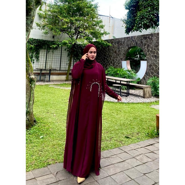 Abaya Hitam Arabian Luna Abaya Volt 2 Elegan Simple Turkey Terbaru 2025 Mutiara Payet Original