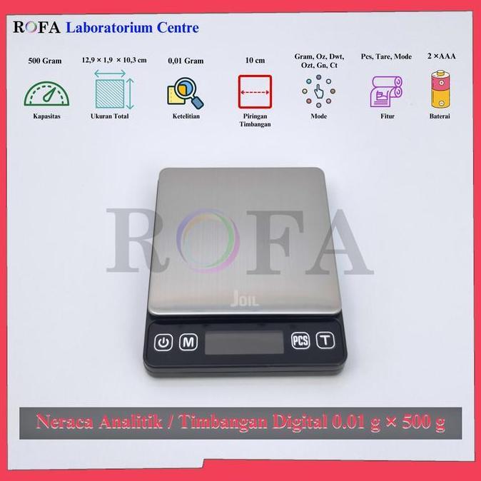 Neraca Analitik / Timbangan Digital / Timbangan Laboratorium 0.01 Gram Kapasitas 500 Gram