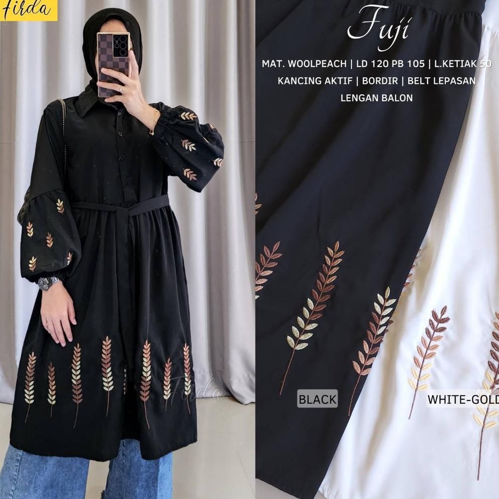 Premium Fuji Tunik Firda Atasan Wanita Lengan Panjang Warna Putih Jumbo Bigsize Ld 110 120 Xxxl Baha