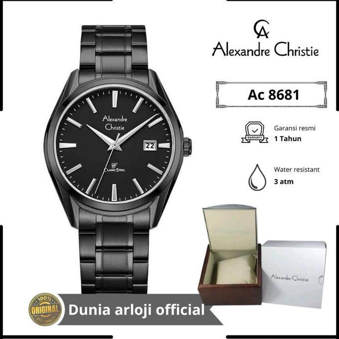Terlaris [Dunia Arloji Pontianak ] Ac 8681 Jam Tangan Cowo Cewek Alexandre Christie Quartz Stainless
