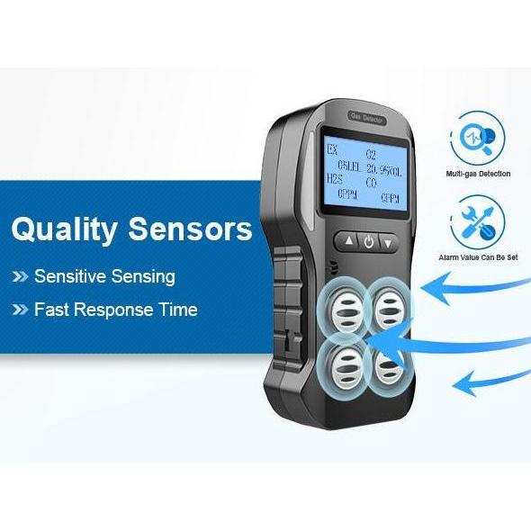 SHWARASA 4 in 1 Detector Udara Gas Monitor H2S O2 CO LEL Multi Detektor Gas ADKS PX4 X4 SNDWAY SW750