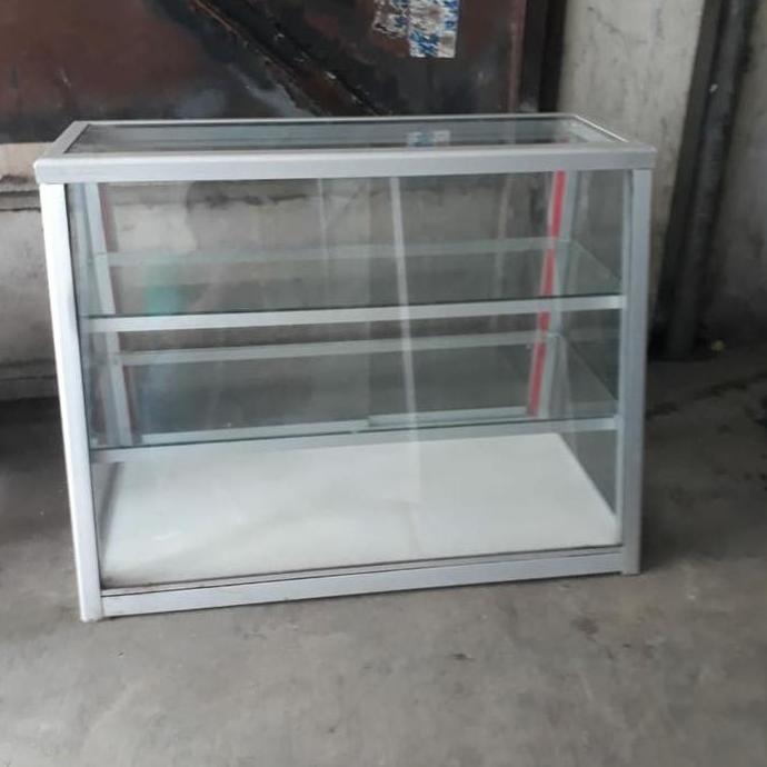 Terlaris Etalase Makanan Warung P.75 Rak 2 Model Miring Pintu