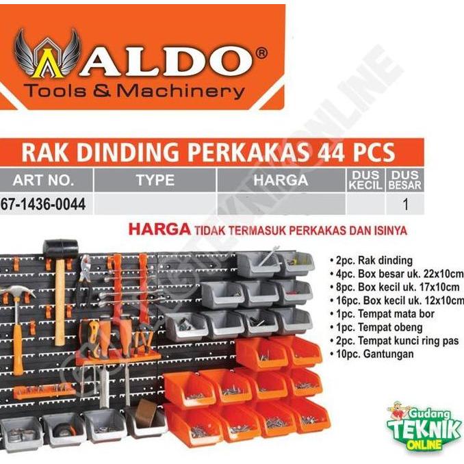 RXT Rak Dinding Perkakas Serbaguna ALDO 44pcs / Rak Tempel Dinding Kunci Obeng Palu Gergaji Alat Tek