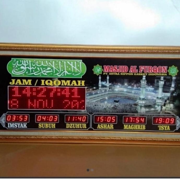 Terlaris Jam Dinding Masjid 7 Waktu Digital 130X60Cm + Running Text
