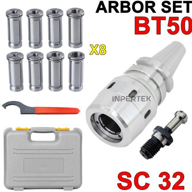PIXKO Paket Arbor Set BT50 SC32 Collet Chuck 8 pcs C 32 BT 50 Milling CNC