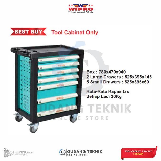 GUNMED Tool Box Cabinet Trolley 7 Drawer WIPRO TCT-07D / Tool Cabinet Only