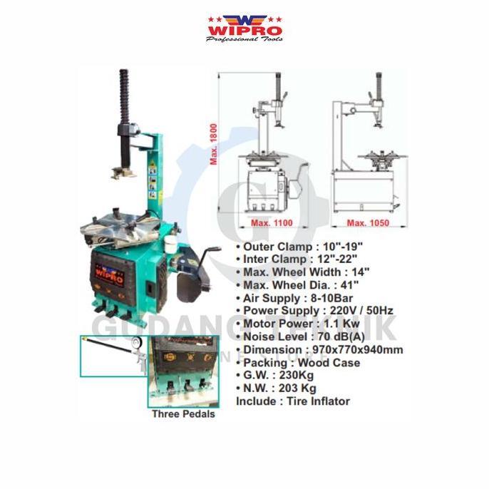 GUNMED Mesin Pembuka Ban Mobil & Motor Otomatis WIPRO TC-1441 / Tire Changer