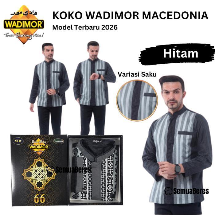 Bisa Cod - Baju Koko Wadimor 2026 Tangan Lengan Panjang - Busana Musli Pria Hitam Putih Abu