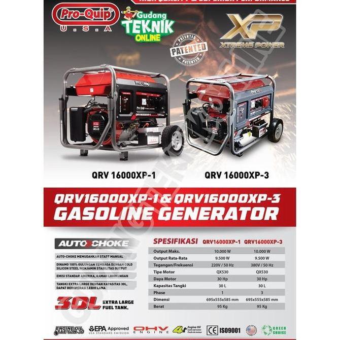 GUNMED Genset PROQUIP QRV16000 9500Watt 4Tak Power Generator QRV 16000