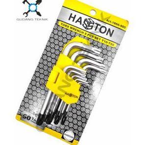 TREBA Kunci L Bintang PENDEK Set 9pcs 13cm 1866-900 HASSTON PROHEX / Kunci L Set Bintang 9 pcs  1866