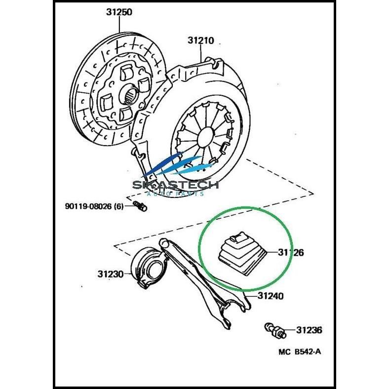 TERBARU CLUTCH RELEASE FORK BOOT / KARET GARPU PERSNELENG TOYOTA STARLET OEM 