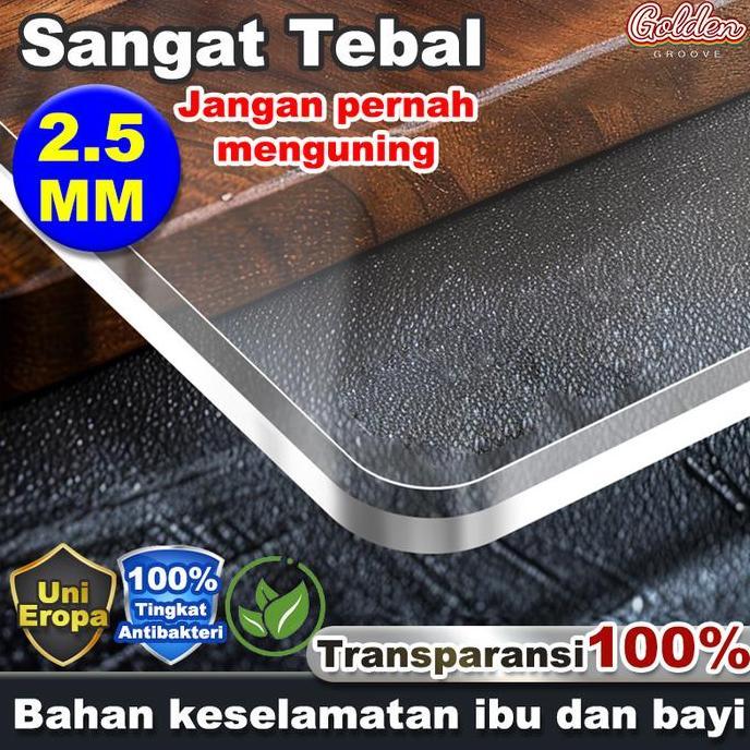 COD - Loyal Bosque Taplak Meja Renda jahitan Bening / Taplak Meja Makan Plastik Bening Transparan / 