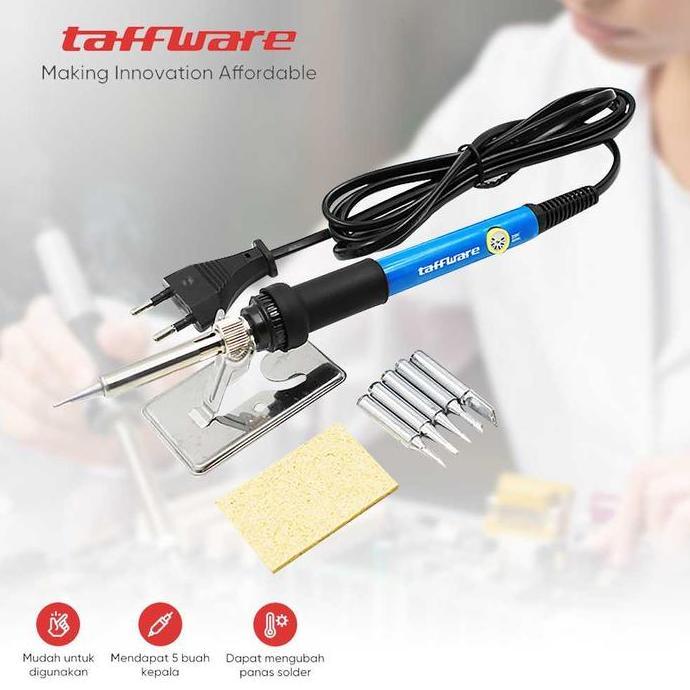 Saldatura- Taffware Set Solder Iron 60W Dengan 5 Tips Adjustable Temperature 200-450C Pemanasan Cepa