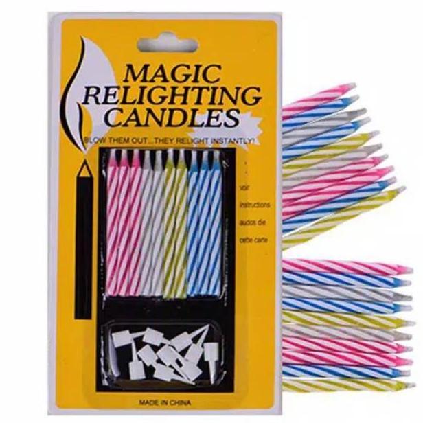 TERBARU DINOSO LILIN MAGIC RELIGHTING CANDLE ISI 10PCS
