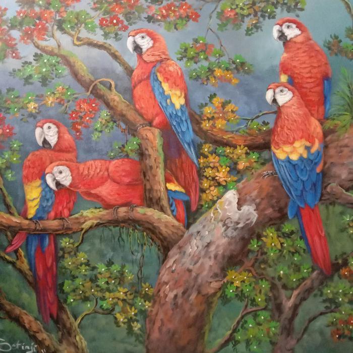 lukisan burung macaw