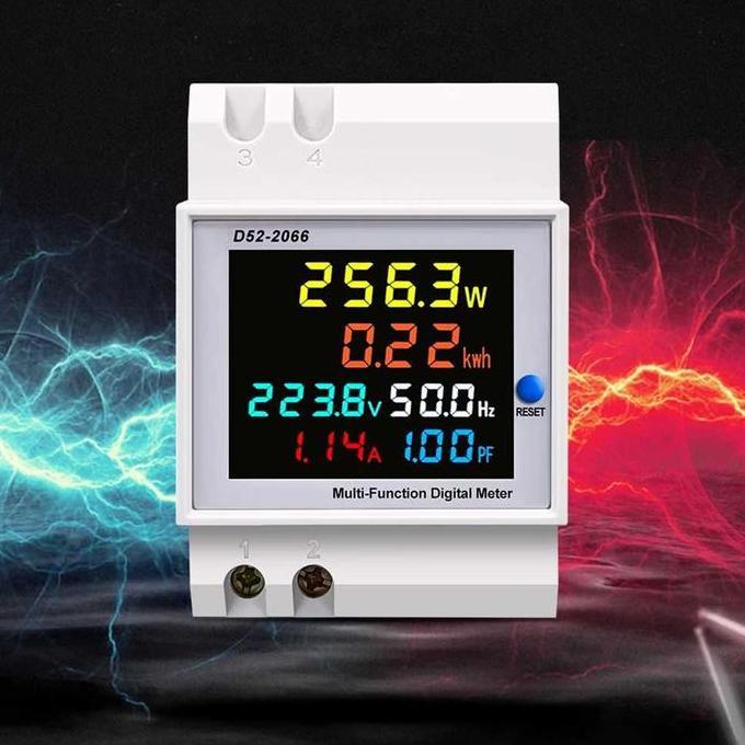 Hiyahiya- Meteran Kwh Listrik Digital 300V 100A Display Din Rail Single 1 Phase