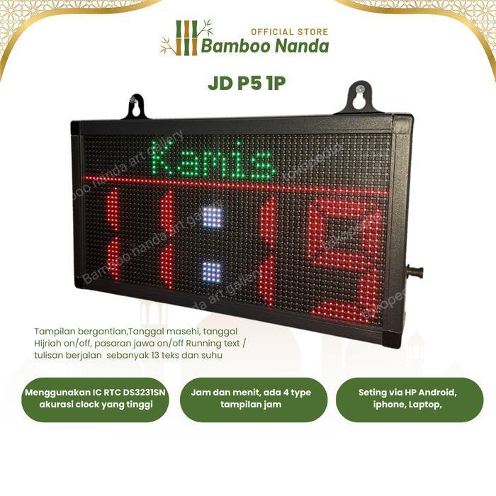 JAM DIGITAL DINDING PLUS TANGGAL RGB, RUNNING TEX, SUHU, TYPE JD P5 1P