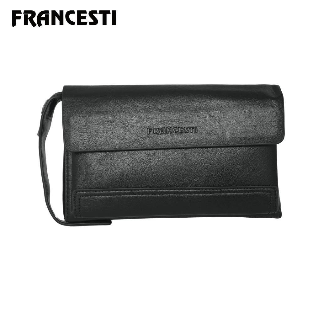 BEST SALE Francesti Clutch Bag Pria 651 kulit PU premium  Black/Tas tangan