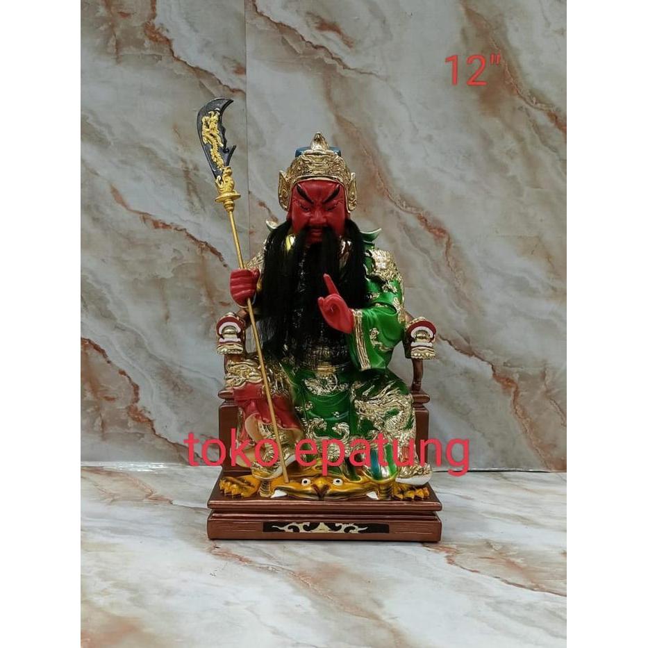 patung dewa rupang dewa kwan kung kwan kong - fiber - 12 inch - 2 jari
