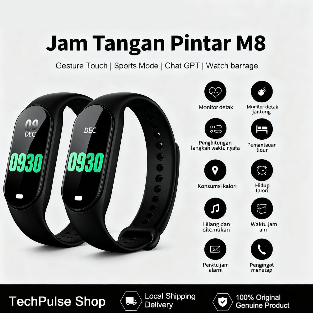 Hot Sale Xiaomi Jam Tangan Pintar M8 Smartwatch Original Smartband/Gelang Pintar8 Unisex//Jam Tangan