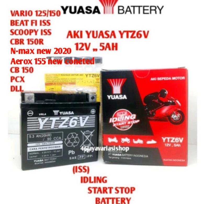 AKI YUASA YTZ6V 12V 5AH HONDA VARIO125/150 BEAT FI ISS SCOOPY FI ISS PCX FREEGO 155 NEW N-MAX NEW DL