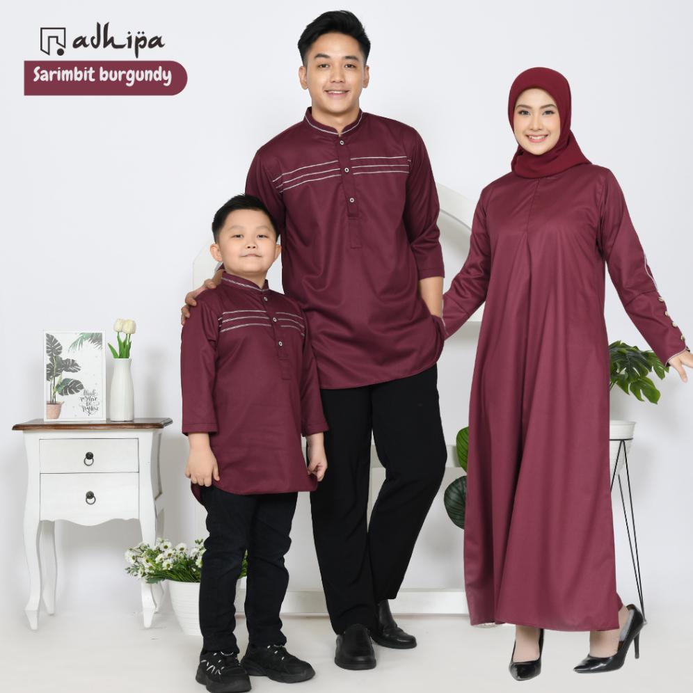 Sarimbit Keluarga / Baju Couple Keluarga Gamis Abaya Warna Marun Ungu Wine Burgundy Harga Grosir