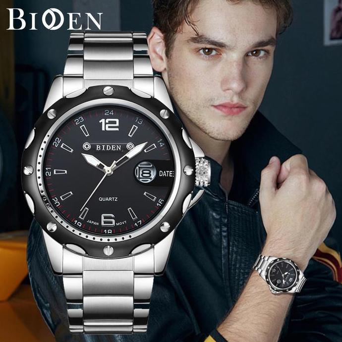 003Harga telah diganti, cepat beliBIDEN Jam Tangan Pria Olahraga Kuarsa Otomatis Date Tali Stainless