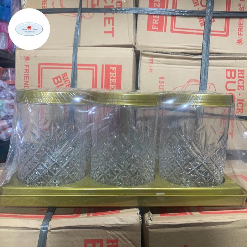 Terlaris Toples Drat Clover Set Isi 6 + Nampan / Toples Lebaran / Toples Hampers / Tempat Penyimpana