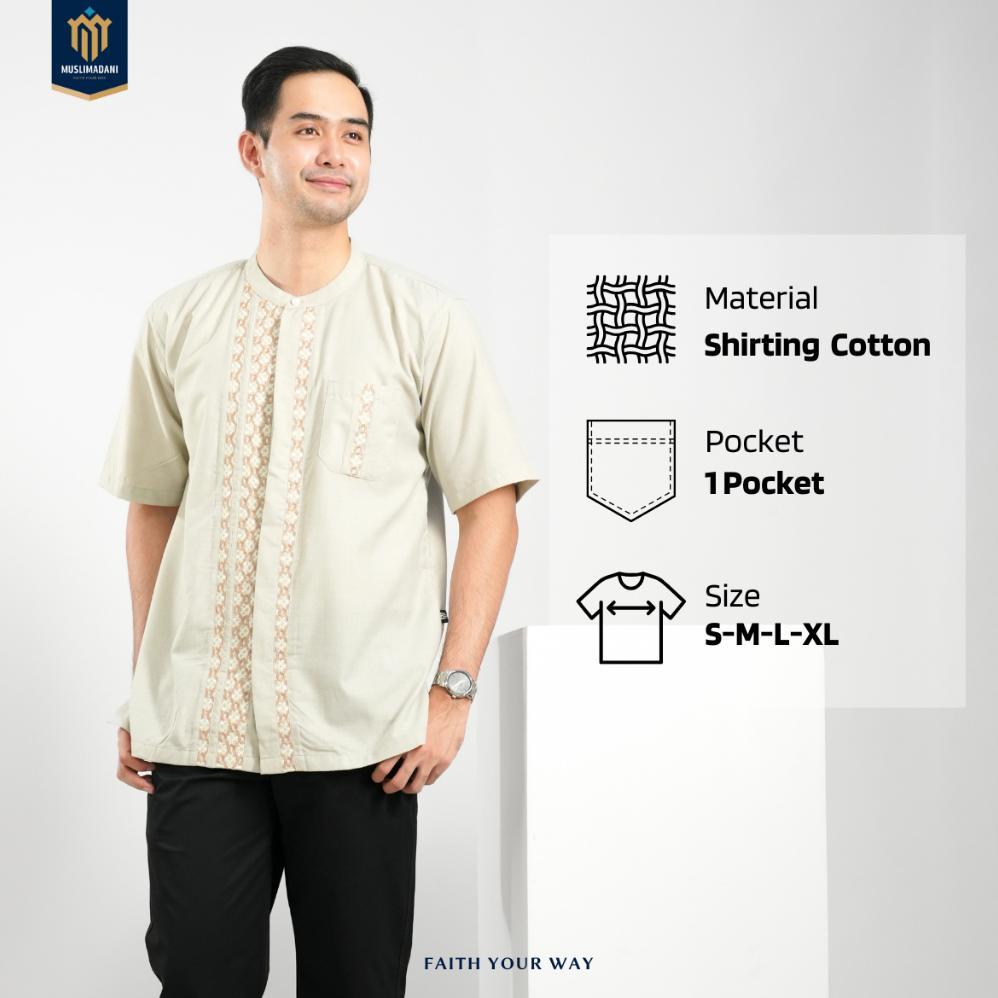 ZELVESSA MUSLIMADANI BAJU KOKO ISHAQ REGULAR KOKO DEWASA LENGAN PENDEK DAN LENGAN PANJANG BORDIR KEM