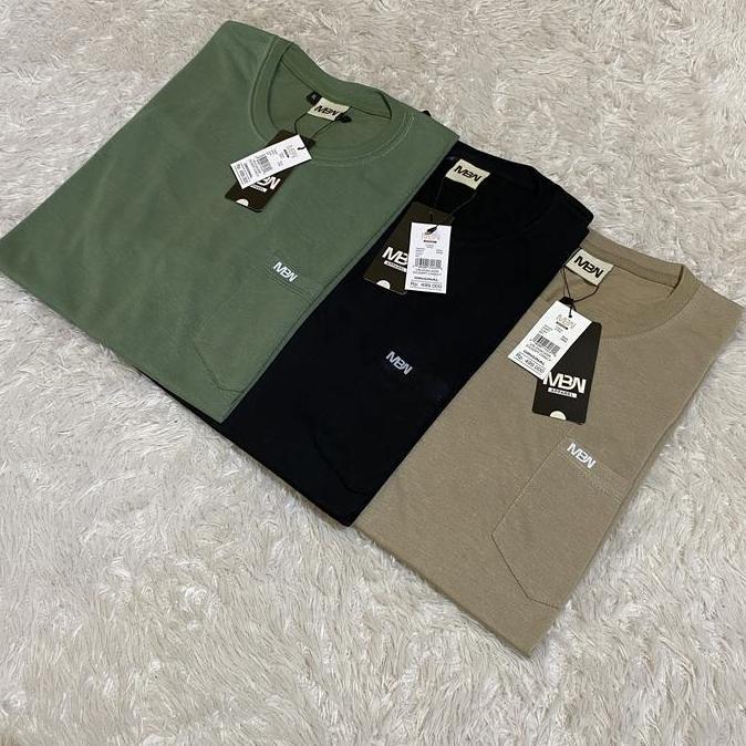 Paket 4 Pcs Kaos Polos Pocket Saku Pria Wanita MBN L XL XXL | Kaos Distro Cowok Polos Saku Kantong M