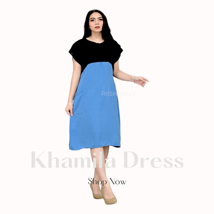 Bisa Cod - Riish Daily Khamila Dress Daster Resleting Aktif Busui/Bumil Friendly Saku Aktif - Crinkl