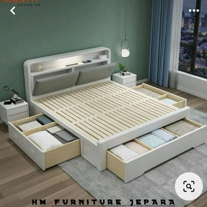 Terlaris Dipan Kasur 180X200 Minimalis Laci | Dipan Kayu Jati Murah | Dipan 160X200 | Dipan Terbaru 