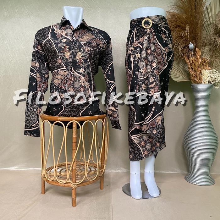 Bisa Cod - Filosofi Kebaya - Rok Lilit Batik Couple Kemeja Lengan Panjang Set Rok Batik Motif Terbar