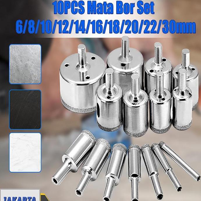SRADAN 10PCS set mata bor kaca keramik granit marmer batu porselen diamond hss holesaw pelubang/mata