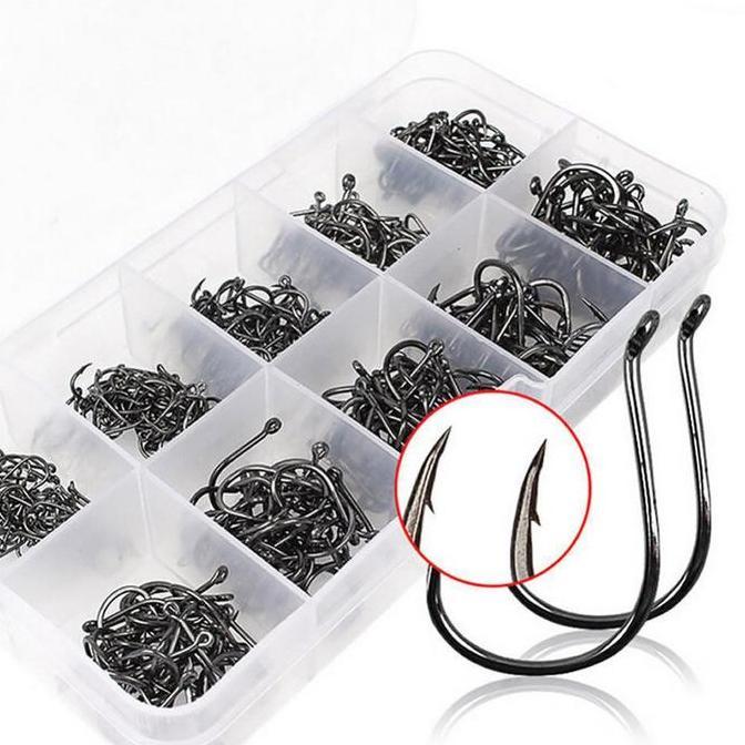 SRADAN Kail Pancing bahan Baja karbon ,Kail Pancing Ikan Tajam No 3-12 Set Mata Kail Pancing Bahan B